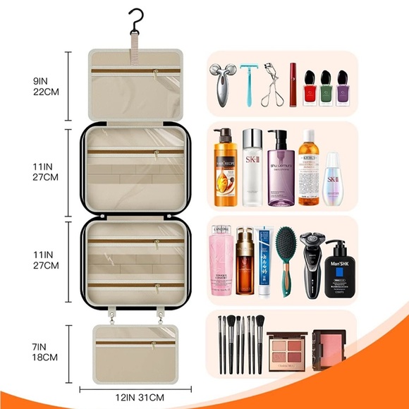 Travel Toiletry Bag, Water-Resistant Hanging Cosmetic Bag, Travel Access handbag - Picture 2 of 8